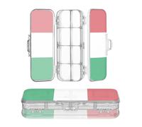 Zathe Plastic Pencil Box Transparent Two Tier Pens Stationery Storage Case With Lid Flag Italy