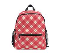 Zathe Scarlet Plaid School Backpack For Boys Girls Nursery Bag With Side Pockets For Kids 3-8 Years Old