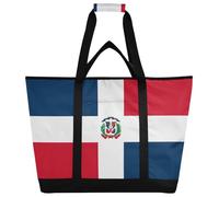 Zathe Soft Double Sided Cooler Bag Keeps Food Hot or Cold Foldable Airtight Insulated Bag With Handles For Shopping, Food, Travel, Beach, Camping, Dominican Republic Flag
