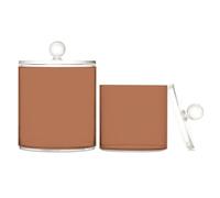 Zathe Terracotta Solid Color Pure Clear Plastic Storage Organizer With Lid Pantry Essentials Decorative Cotton Swab Storage Basket, 2 Pcs