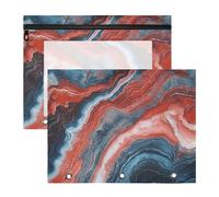 Zathe Toiletry Bag Cute A4 Cosmetic Bag 2 Pieces for Students Returning to School, Red and Blue Marble Texture