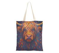 Zathe Tote Bags Oil - Splatter Highland Cow Seamless Wallpaper Canvas Shopping Bags For Groceries Cute Gifts For Women Tote Bags blanks