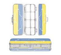 Zathe Transparent Pencil Box Double Deck Hard Pens Art Case With Lid Map Flag Ukraine