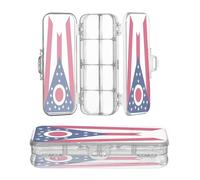 Zathe Transparent Pencil Box Double Layer Hard Boxes Pencil Case For School With Lid Ohio State Ohio Ohio Oh Flag