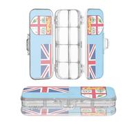Zathe Transparent Pencil Box Double Layer Kids Crayon Containers With Snap And Lid National Flag Fiji Official Fiji Island