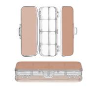 Zathe Transparent Pencil Box Two Tier Transparent Art Pen Case With Snap And Lid Terracotta Solid Color Pure