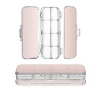 Zathe Transparent Pencil Box Two Tier Transparent Hard Pen Case For Kids With Snap And Lid Gradient Rose Gold