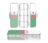 Zathe Transparent Pencil Case Plastic 2 Layers Transparent Pen Case For Articles pa With Snap And Lid People Democratic Republic Algeria Flag