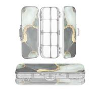 Zathe Transparent Pencil Case Plastic Double Layer Crayon Containers For Kids With Snap On Lid Marble Sage Green Black