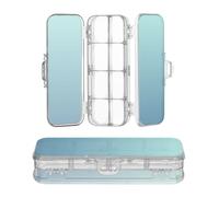 Zathe Transparent Pencil Case Plastic Double Layer Kids Crayon Containers With Snap Lid Blue Green Gradient