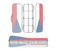 Zathe Transparent Pencil Plastic Box Double Layer Penscases For Stationery With Snap Lid Czech Republic Flag National Blue Red