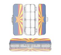 Zathe Transparent Plastic Pencil Box 2 Layer Pencil Containers For Art Supplies With Snap Lid Arizona State Flag Az Blue Red