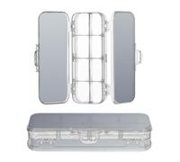 Zathe Transparent Plastic Pencil Case Double Top Large Craft Pen Pencil Case with Snap and Lid Blue Grey Gradient