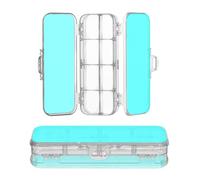 Zathe Transparent Plastic Pencil Case Two Tier Pencil Holder For Articles pa With Snap Lid Solid Color Pure Cyan Plain