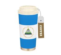 Zathe Travel Coffee Cup with Lid, Stainless Steel Coffee Cup for Hot and Cold Drinks 500ml Leak Proof Nicaragua Flag Nicaragua National Blue