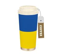 Zathe Travel Coffee Mug With Lid Takeaway Coffee Cups Stainless Steel Hot And Cold Insulated 480ml Spill Proof Ukraine Flag