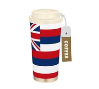 Zathe Travel Coffee Tumblers with Lid Coffee Travel Mugs Stainless Steel Coffee Thermal Cups for Hot Cold Drinks 17 oz Spill Proof Hawaii State Flag Hawaiian Hi
