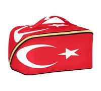 Zathe Turkey Flag Turkish Red Designed Makeup Bags With Compartments Lightweight Makeup Bags For Women With Compartments And Handle