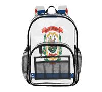 Zathe West Virginia State Flag Wv Transparent Backpack Transparent Book Bags For Girls Boys Transparent PVC Backpack