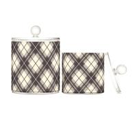 Zathe White Buffalo Plaid Check Clear Plastic Food Organizer Storage with lid Pantry Essentials Decorative Storage Bins for Floss Picks,Paper Clips 2 Pack