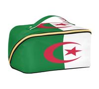 Zathe Women Algeria Democratic Republic Flag Cosmetic Bag with Dividers Portablravel Vertical Free Standing Cosmetic Bag for Women