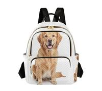 Zathe Women Backpack Multi Pocket, Happy Golden Puppy, M, Casual | Soft Stitched Polyester Everyday Outdoor for Women Ladies
