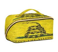 Zathe Yellow Snake Don't Tread on Me Flag Designed Largravel Partition Cosmetic Bag For Women Vertical Freestanding