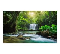 ZatiasMiller Aquarium Background Waterfall River Deep in Mountain Forest Terrarium Background Tropical Jungle Style Aquarium Backdrop Reptile Habitat Background Decor Vinyl 72x16in
