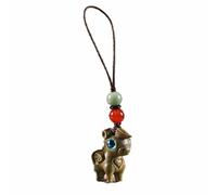 Zatibvy Twelve Chinese Zodiac Phone Charm Wooden Rat OX Tiger Hare Dragon Snake Horse Goat Monkey Rooster Dog Pig Handmade Amulet Accessories (Horse)