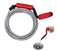 Zatixbu Red Drain Snake, Reusable Drain Unblocker Tool Hand Crank Flexible Spring Cable, Drains Rods Carbon Steel Hair Clog Remover for Toilet Sink Shower Bathroom Kitchen Pipe Cleaning
