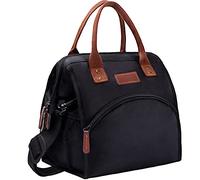 ZATOGOO Insulated Lunch Bags for Women, 17L Insulated Lunch Tote Bags Reusable Cooler Bag Waterproof Leakproof Portable Lunch Box with Shoulder Strap for Office Work, Beach, Hiking, Picnic - Black