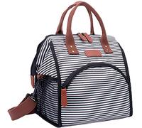 ZATOGOO Insulated Lunch Bags for Women, 17L Insulated Lunch Tote Bags Reusable Cooler Bag Waterproof Leakproof Portable Lunch Box with Shoulder Strap for Office Work, Beach, Hiking, Picnic - Stripe