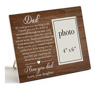 Zauly Dad Wooden Picture Frame Thank You Gift from Daughter, Sentimental Father Quote Wood Photo Frame Gifts for Father's Day Birthday Christmas, Tabletop and Wall Mounting, 4x6 Inch Photo
