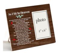 Zauly Sympathy Gift Wood Picture Frame, Memorial Gift for Loss of Loved One, As I Sit in Heaven Picture Frames, 4 x 6 Inch Photo