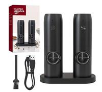 ZAURAQ Electric Salt and pepper grinder set Combo, Automatic Grinder, Salt and pepper shakers with Charging Base Electric pepper mill with refillable kitchen gadgets house warming gifts new home