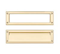 ZAUYX 1 Pack 13inch Polished Brass, Solid Brass Heavy Duty Mail Slot with Solid Brass Heavy Duty Inner Frame for Use in Slots for Doors