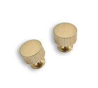 ZAUYX 10-Pack 1-1/8 Inch Knob Brushed Brass Cabinet Pulls Solid Heavy Duty Cabinet Pull is Suitable for Drawers Dressers Handles Kitchens Bathroom cabinets