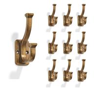 ZAUYX 10 Pack Antique Brass Coat Hooks zinc Alloy cast Bathroom Hooks, Strong Load-Bearing for Bedroom Entrance Wall, Hanging Clothes Hanger Behind The Door, Exquisite Decorative Hardware