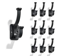 ZAUYX 10 Pack Matte Black Coat Hooks zinc Alloy cast Bathroom Hooks, Strong Load-Bearing for Bedroom Entrance Wall, Hanging Clothes Hanger Behind The Door, Exquisite Decorative Hardware