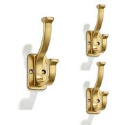 ZAUYX 3 Pack Champagne Bronze Coat Hooks zinc Alloy cast Bathroom Hooks, Strong Load-Bearing for Bedroom Entrance Wall, Hanging Clothes Hanger Behind The Door, Exquisite Decorative Hardware