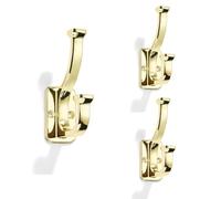 ZAUYX 3 Pack Polished Brass Coat Hooks zinc Alloy cast Bathroom Hooks, Strong Load-Bearing for Bedroom Entrance Wall, Hanging Clothes Hanger Behind The Door, Exquisite Decorative Hardware