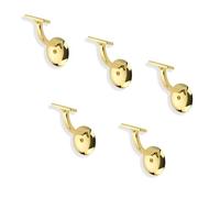 ZAUYX 5 Pack 3 Inch Polished Brass Handrail Stair Brackets Stair Heavy Duty Stair Brackets Support Handrail Brackets for Stairways