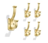 ZAUYX 5 Pack Antique Gold Coat Hooks zinc Alloy cast Bathroom Hooks, Strong Load-Bearing for Bedroom Entrance Wall, Hanging Clothes Hanger Behind The Door, Exquisite Decorative Hardware