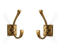 ZAUYX Large Antique Brass Coat and Towel Hooks - 10 Pack 4.35 Inch Double Robe Hooks for Key, Towel, Bags, Cup, Hat