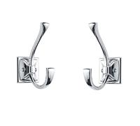 ZAUYX Large Wall Hooks 5 Pack Polished Chrome Coat Hardware for Hanging 4.35 Inch Double Robe Wall Mounted With Screws for Key, Towel, Bags, Cup, Hat