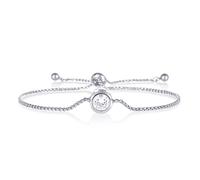 ZAVANA Adjustable Bracelets for Womens. Friendship Bracelet for Women with a Solitaire Round Cubic Zirconia Stone. Dainty Gold or Silver Bracelets for Women with Adjustable Bead Fastening.
