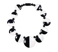 ZAVANA Big Black and White Statement Necklace, Handmade Boho Chic Chunky Bib Necklace, Retro Chic 70s Style Costume Jewellery