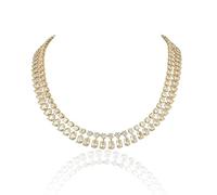 ZAVANA Gold Statement Necklace for Women Crystal Necklace with Clear Round & Pear Cubic Zirconia, Bridal Wedding Prom Evening Party Rhinestone Necklace Adjustable 16-18 Inch
