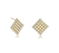 ZAVANA Large Gold Pearl Earrings - Faux Pearls, Square Statement Earrings