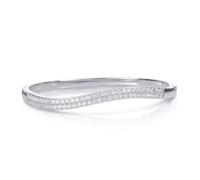 ZAVANA Women's S Shape Cubic Zirconia Bangle Bracelet, Gold & Silver Tone | 60 mm inner diameter • Snap-close clasp • 4.5 mm stone-set front